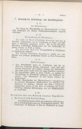 V. Gebrauch der Bekleidungs- und Ausrüstungsstücke.