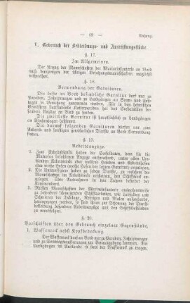 V. Gebrauch der Bekleidungs- und Ausrüstungsstücke.