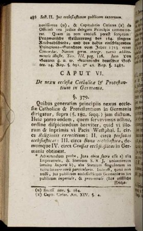 Caput VI. De nexu ecclesiæ Catabolicæ & Protestantium in Germania.