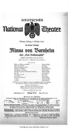 Minna von Barnhelm oder "Das Soldatenglück"