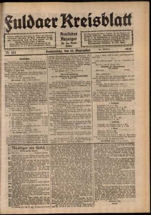 Ausgabe vom Donnerstag, den 25. September 1919.