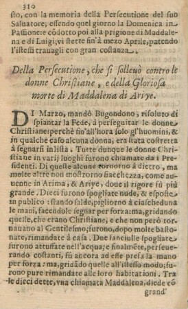 Della Persecutione, che si solleuò contro le donne Christiane, e della Gloriosa morte di Maddalena di Ariye