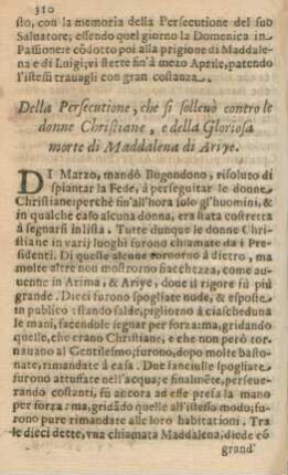 Della Persecutione, che si solleuò contro le donne Christiane, e della Gloriosa morte di Maddalena di Ariye