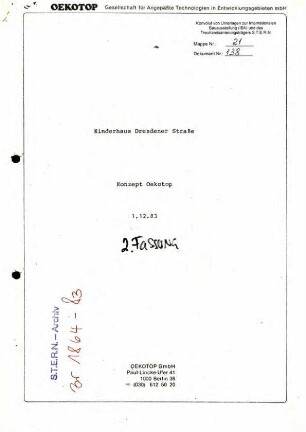 Planungskonzept: Kinderhaus Dresdener Straße (2. Fassung)