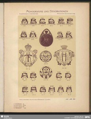 Adels-Monogramme mit Krone und einzelnen Buchstaben, Dekorationen [Allgemein, Uhren, Schilder]