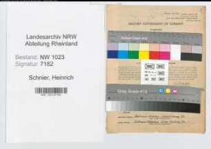 Entnazifizierung Heinrich Schnier , geb. 06.08.1895 (Zaehlerrevisor)