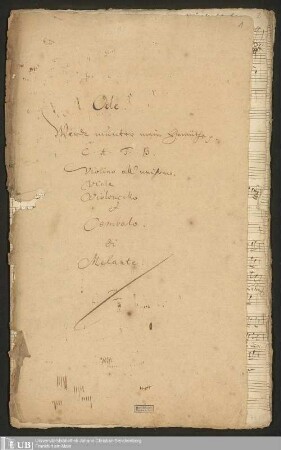 Ms. Ff. Mus. 1490 - Ode : Werde munter mein Gemüthe p. : C. A. T. B., violino all'unisono, viola, violoncello et cembalo