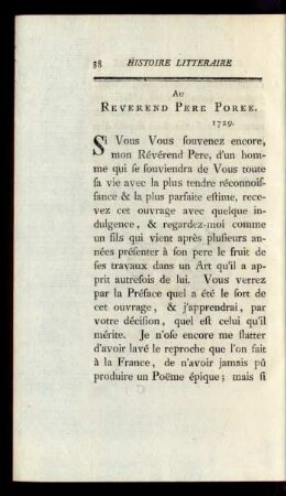Au Reverend Pere Poree.