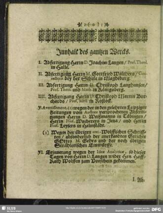 Inhalt des gantzen Wercks