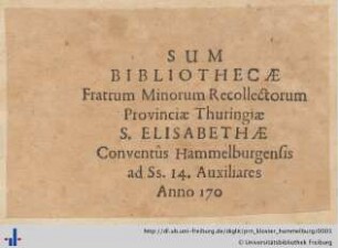 [Provenienz]: Franziskanerkloster Hammelburg