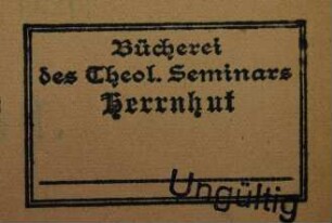 Theologisches Seminar (Herrnhut). Bibliothek / Stempel