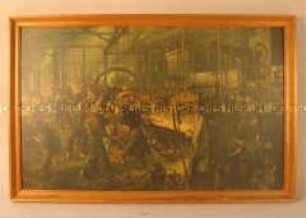 Kunstdruck des Gemäldes "Eisenwalzwerk" aus dem Staatsratsgebäude