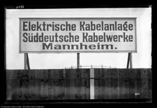 Elektro Betrieb, Schild "Elektrische Kabelanlage", Süddeutsche Kabelwerke Mannheim