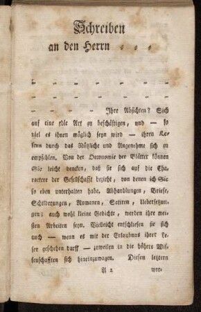 Schreiben an den Herrn***