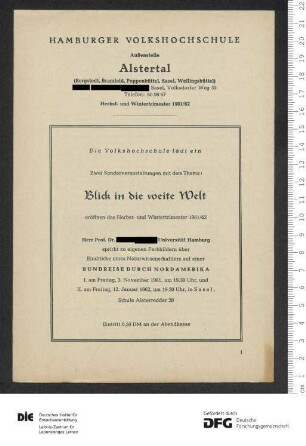 Programm 1. und 2. Trimester 1961/1962