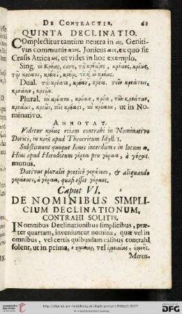 Caput VI: De Nominibus simplicium Declinationum, contrahi solitis