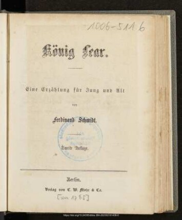 König Lear : eine Erzählung für Jung und Alt
