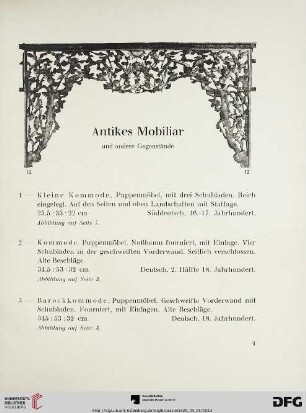 Antikes Mobiliar, Teppiche (Nr. 1-176)