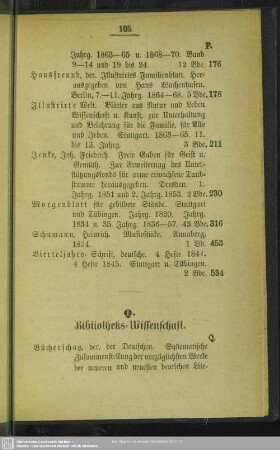 Q. Bibliotheks-Wissenschaft
