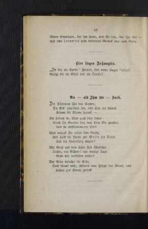 An _ als Ihm die _ starb.