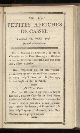 No CV (Vendredi 15. Juillet 1785)