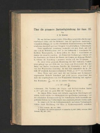 Über die genauere Zustandsgleichung der Gase. III