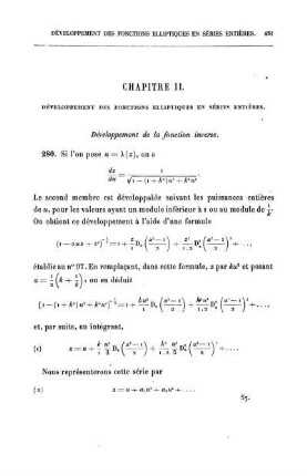 CHAPITRE II. - Développement des fonctions elliptiques en séries entières.