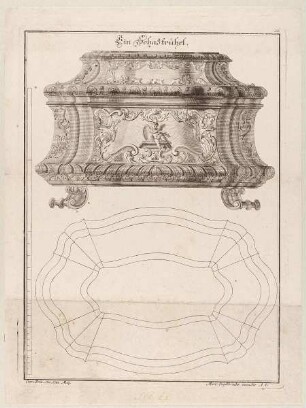Grund- und Aufriss einer Schatztruhe