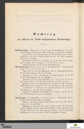 Nachtrag der während des Drucks vorgekommenen Veränderungen