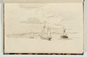 Schiffe unter bewegtem Wolkenhimmel - Segelschiff und Wolken
