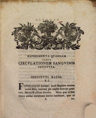 Specimen inaug. med. sistens experimenta quaedam circa circulationem sanguinis instituta