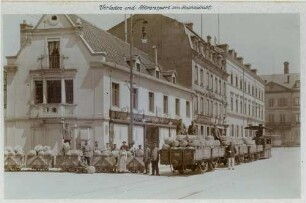 Foto vom Verladen und Abtransport von Stacheldraht der Stacheldrahtfabrikation bei G. Michel in Mülhausen