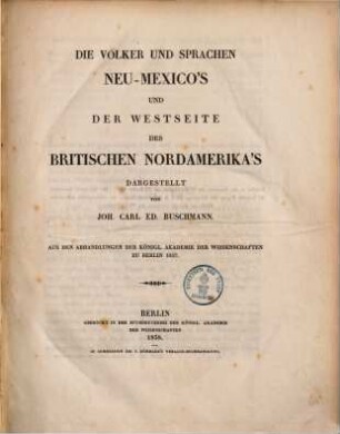 Die Völker und Sprachen Neu-Mexico's und der West-Seite des Britischen Nordamerikas