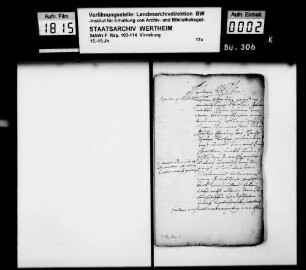 Korrespondenzen des Grafen Friedrich Ludwig von Löwenstein-Wertheim mit anderen Erben der Grafen von Manderscheid (Grafen Philipp Dietrich von Manderscheid-Kail und Ferdinand Ludwig von Manderscheid-Gerolstein) wegen des Prozesses mit den Herren von Metternich, den Erben Dietrich Nagels.
