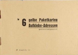 Heft mit Paketkarten