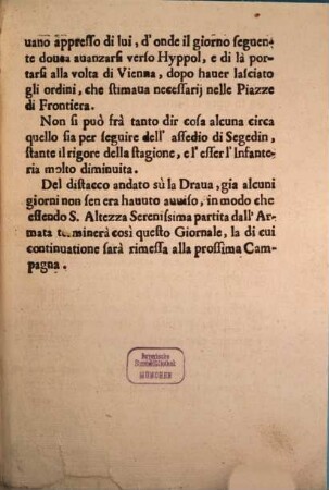 Giornale ... Dal Campo Cesareo ..., 21. ... a Comorra, in data delli 26. Ottobre 1686