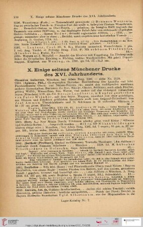 X. Einige seltene Münchener Drucke des XVI. Jahrhunderts (Nr. 2599 - 2612)