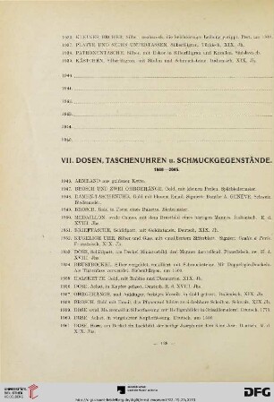 VII. Dosen, Taschenuhren u. Schmuckgegenstände (Nr. 1946 - 2045)