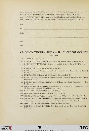 VII. Dosen, Taschenuhren u. Schmuckgegenstände (Nr. 1946 - 2045)