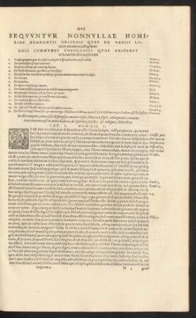 Sequuntur nonnullae Homiliae Adamantii Origenis Quas Ex Variis Locis in unum recollegimus.