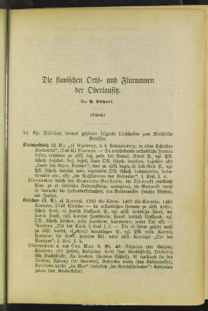 Die slavischen Orts- und Flurnamen der Oberlausitz : (Schluß)
