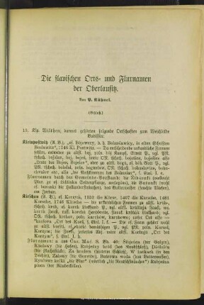 Die slavischen Orts- und Flurnamen der Oberlausitz : (Schluß)