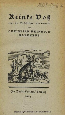 Reinke Voß : eene ole Geschichte