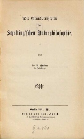 Die Grundprinzipien der Schelling'schen Naturphilosophie