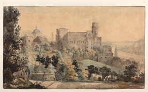 Schloss und Stadt Heidelberg von der großen Terasse