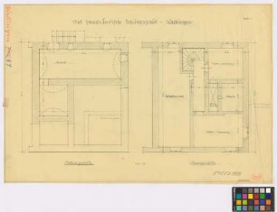 Wellingen ([Land]Kreis Merzig): saarländisches Bauernhaus. Haupthaus (Grundriss des Kellergeschosses, Grundriss des Obergeschosses)