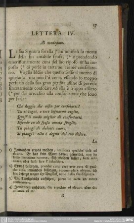 Lettera IV. Al medesimo