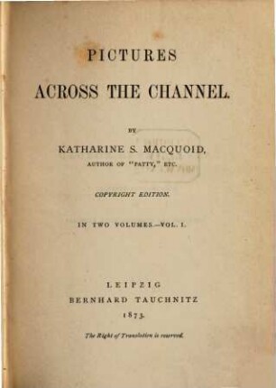 Pictures across the Channel : in 2 vol., 1