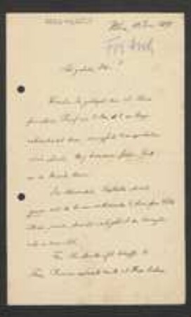 Brief von Karl Fritsch an Unbekannt
