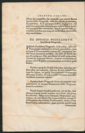 De Officio Pedellorum Constistorii Moguntin[ensis].